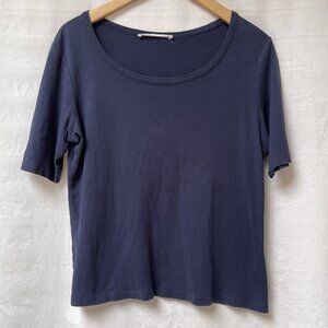 Peruvian Connection Blouse Women Large Blue Boat Neck Casual Festival Casual